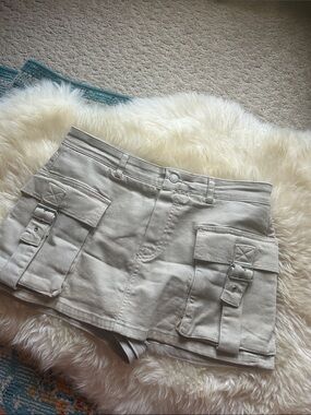 We The Free Stone Beige Cargo Skort Shorts